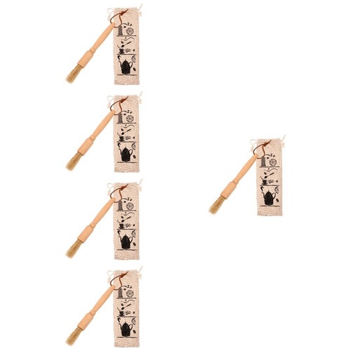 5pcs reusable wood handle - wood,
